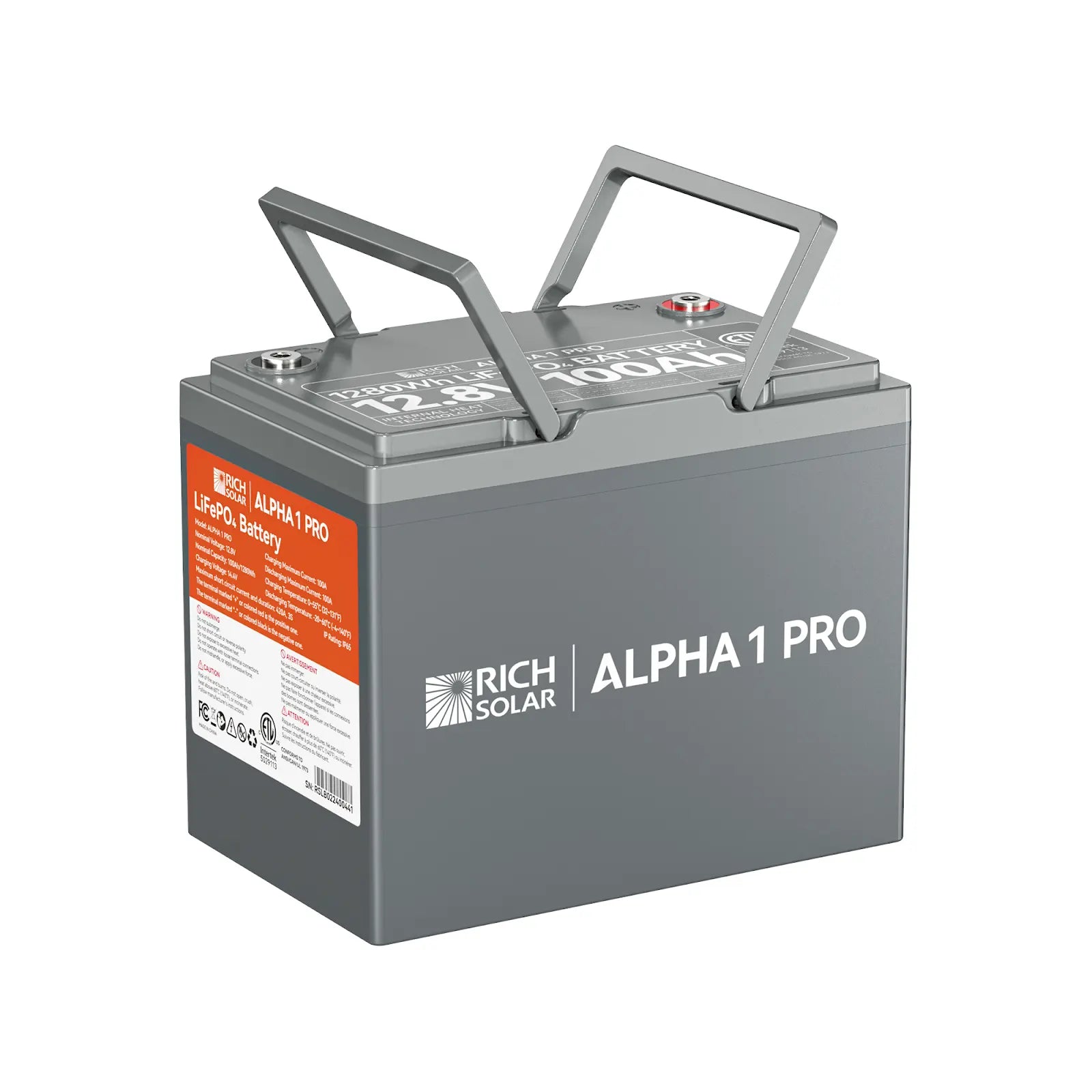 RichSolar ALPHA 1 PRO | 12V 100Ah LiFePO4 Battery | Premium Lithium Battery for Off-Grid Systems, RVs, and Boats | 7,000 Lifetime Cycles | UL1973 Certified RS-B121SP
