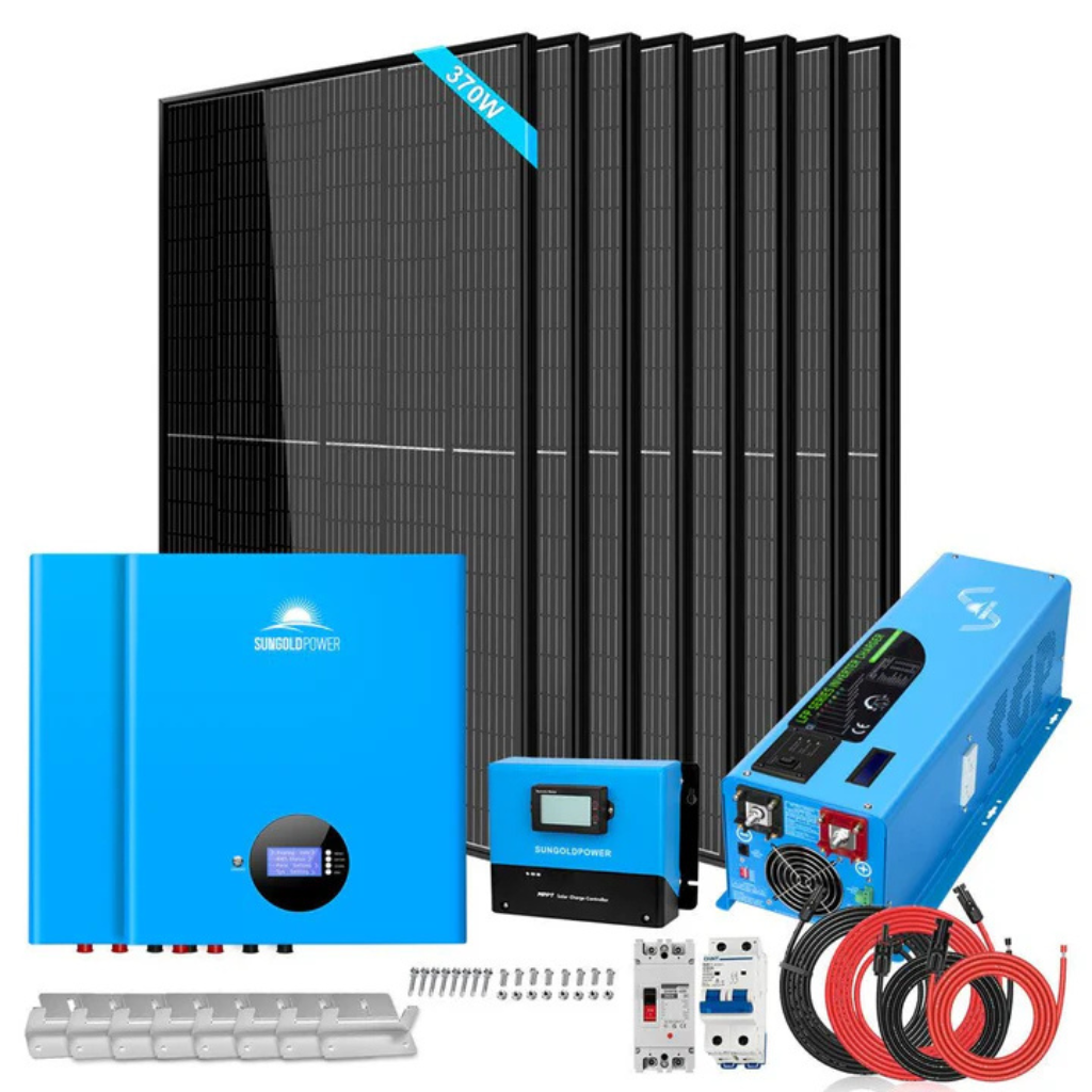 SunGoldPower Off-Grid Solar Kit 6000W 48VDC 120V/240V With 10.48kWh PowerWall Battery & 8 x 370W Solar Panels SGR-6KL48S