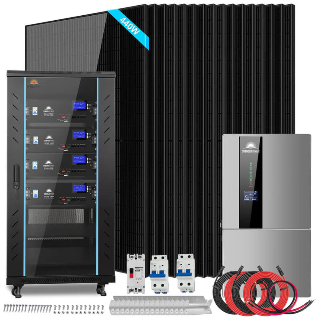 SunGoldPower Hybrid Solar Kit 11.4kW 48V Split Phase with 20.48kWh Lithium Battery & 16 x 440W Solar Panels SGH-11N2E