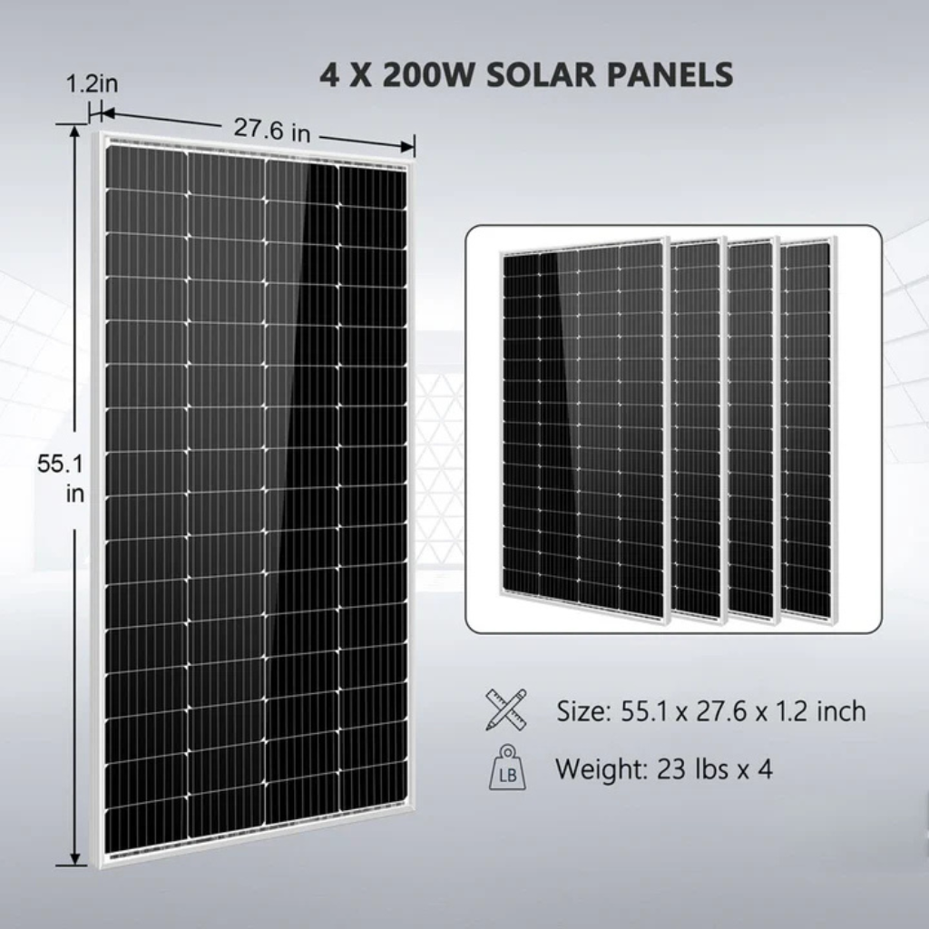 SunGoldPower Complete 3kW Solar Kit, 24V Inverter, 4.8kWh LiFePO4 Battery, 800W Solar Panels SGKT-3PRO